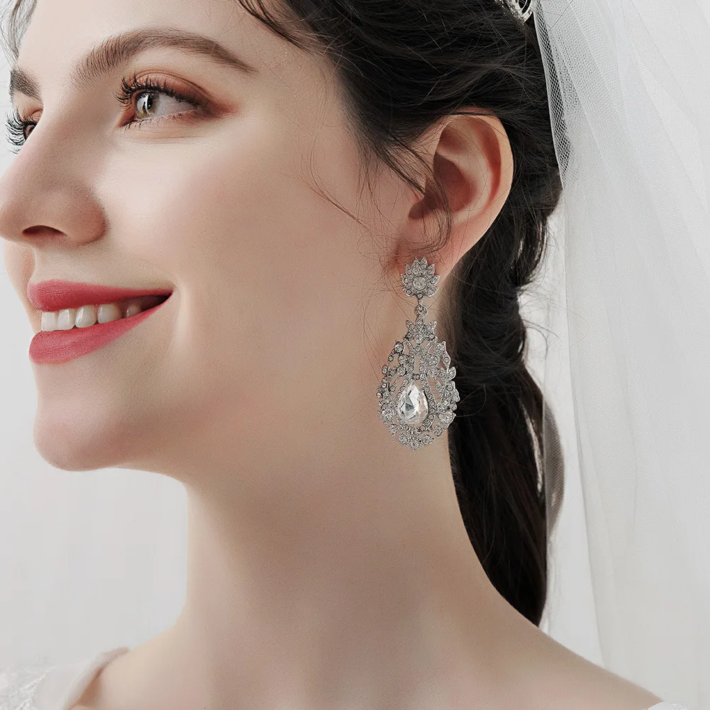 

Пара полых длинных серег элегантный ретро Стразы костюм ювелирные изделия для ежедневного свадьбы выпускного юбилея BN