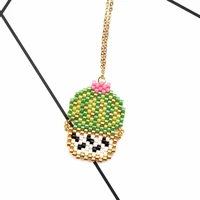 fairywoo cartoon cactus necklace green jewelry miyuki chokers necklaces for women trendy jewelry best friend necklace wholesale