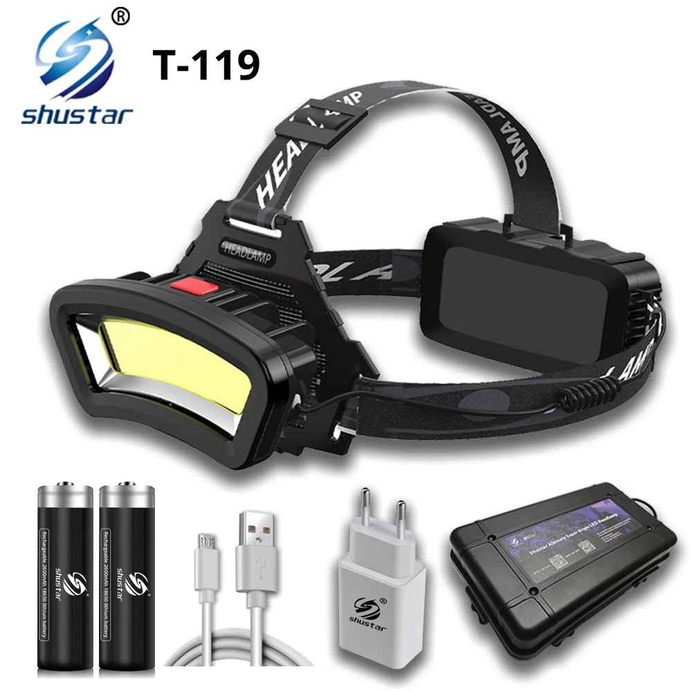 

Soft Light LED Headsamp with Cob Super Bright Headlight 4 Lighting Modes Waterproof Camping Lights with Red+white Light