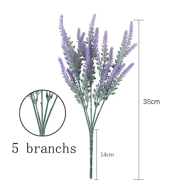 Искуственные цветы для декора дома 1 букет 5 ветвей лаванды рождества вечеринки