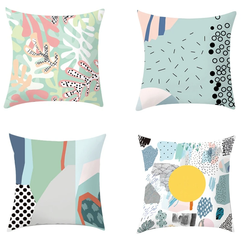 

Картина с мультяшными листьями, цветочным оформлением, искусственное растение, диван