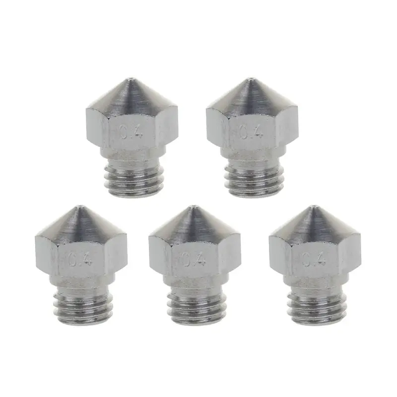 

5Pcs MK10 Stainless Steel Nozzle For 3D Printer Parts 0.4mm 1.75mm Filament M7 Thread Nozzles Dropshipping
