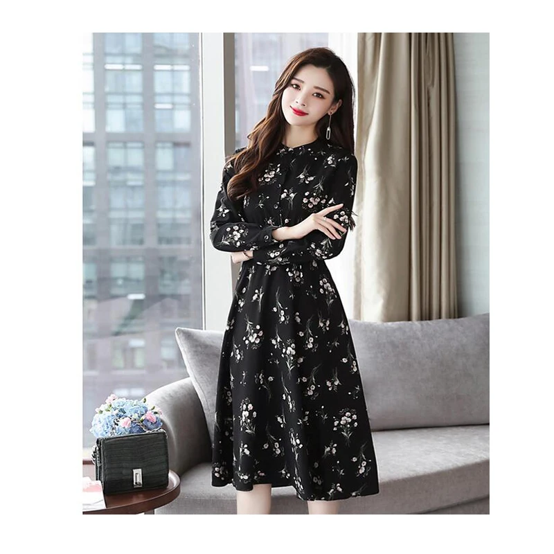 Женское винтажное облегающее платье средней длины с длинным рукавом | Женская