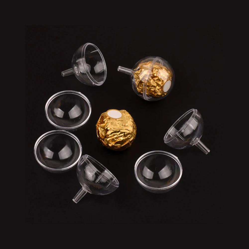 

95pcs Plastic Christmas Chocolate Storage Ball Transparent Open Clear Baubles Ornament Gift Present Candy Box Case Bouquet Decor