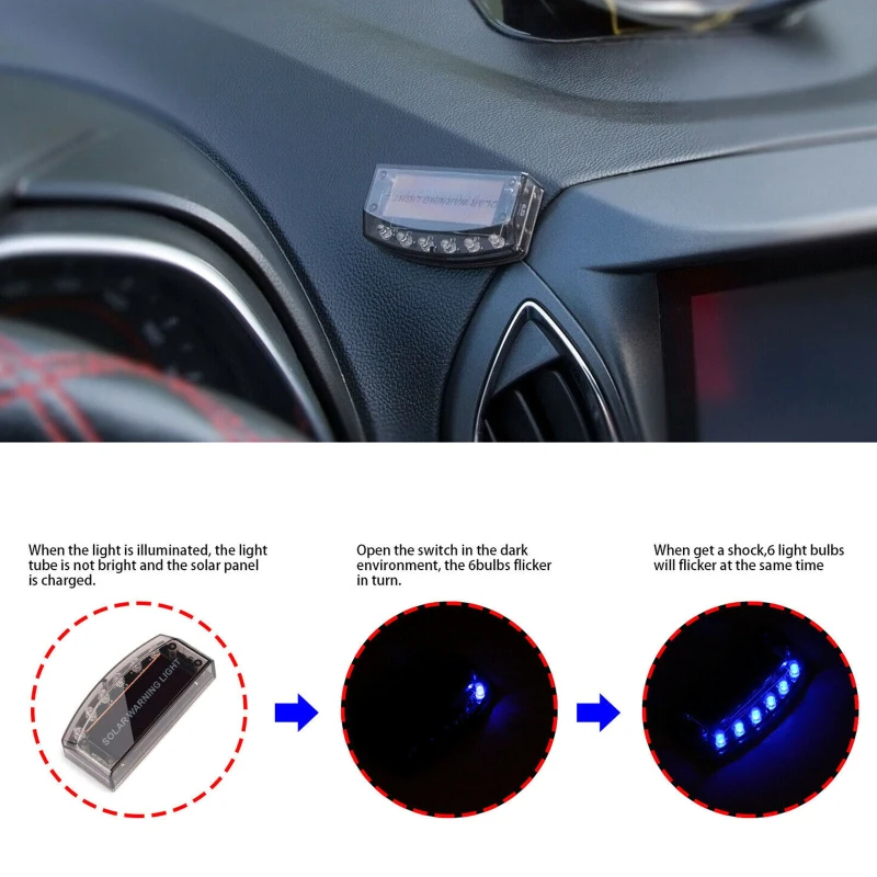 

Car Signal Lamp Car Solar Power LED Fake Dummy Alarm Warning Security Anti-Theft Flashing Light Car Lights Automobiles Parts