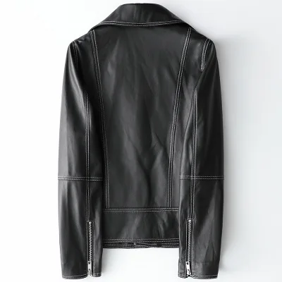 

2020 Women Spring Genuine Real Sheep Leather Jacket H31