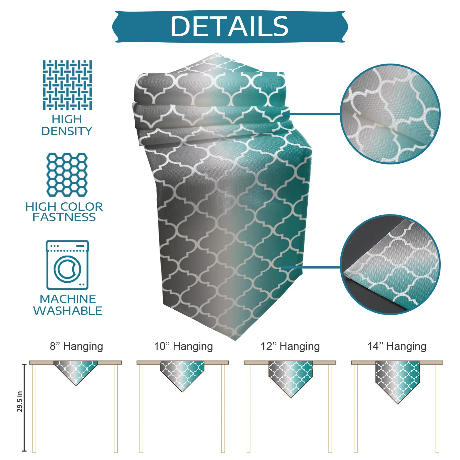 Марокканская бирюза градиентная настольная дорожка для свадебной вечеринки