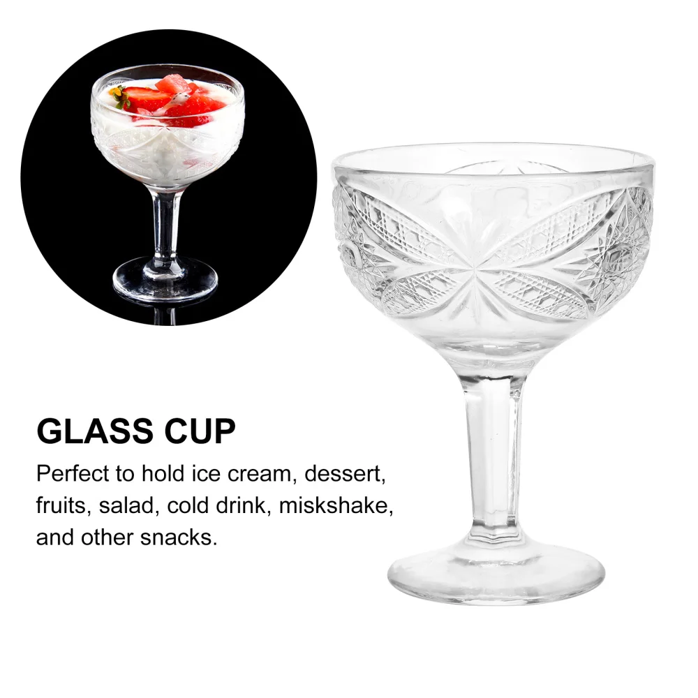 

3 Pcs Transparent Dessert Cups Ice-cream Cup European Style Glass Cups