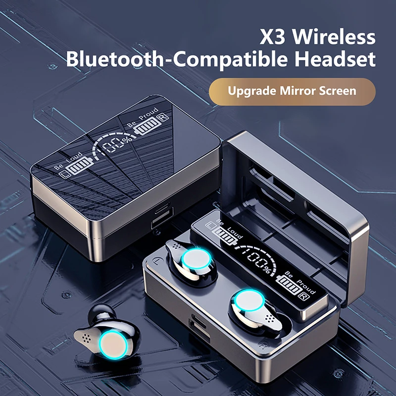 

TWS беспроводные наушники Bluetooth-совместимые наушники HD Mirror2000mAh зарядная коробка шумоподавление глубокие басы стерео наушники-вкладыши