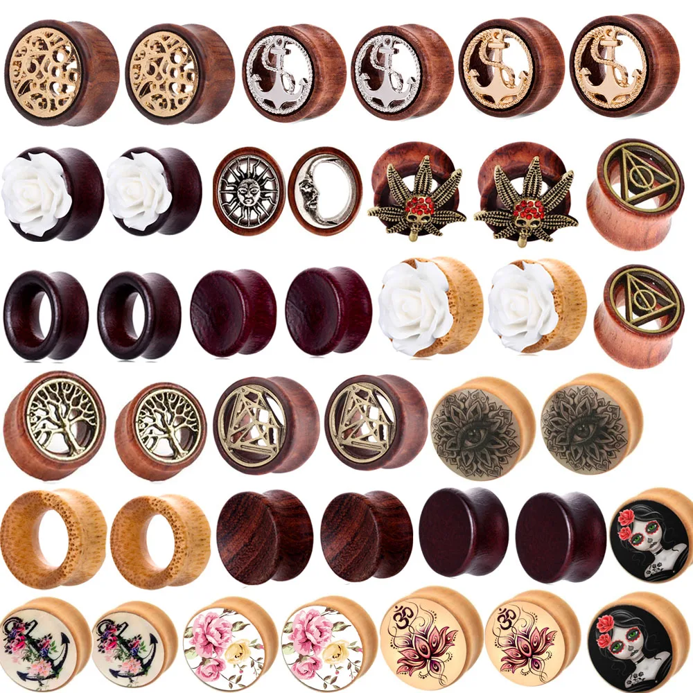 Винтажные натуральные беруши из коричневого дерева Органические для туннелей