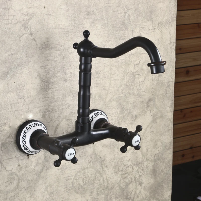 Кухонные смесители полностью медный черный патина входит в настенный кран