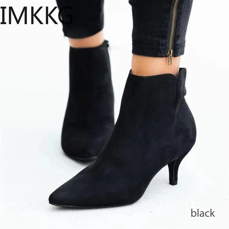 Женские зимние ботинки женские винтажные ботильоны на тонком каблуке новые