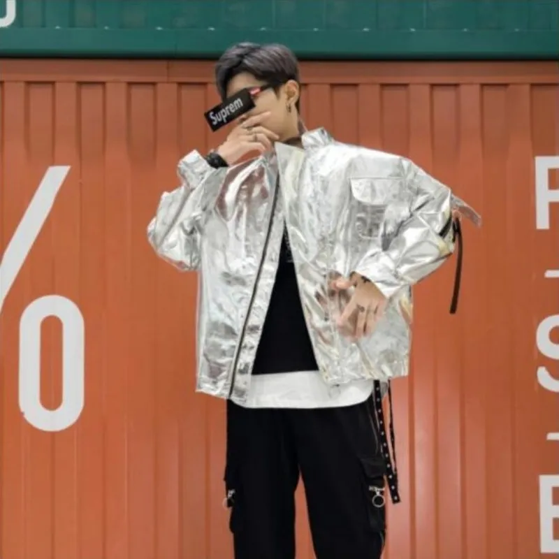 Мужская куртка из искусственной кожи в стиле Харадзюку повседневный свободный