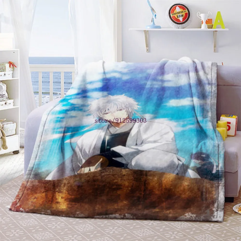 Gintama-Manta personalizada de felpa de terciopelo para el hogar, cobertor c&aacute;lido de estilo Anime, para cama, sof&aacute;, Unisex-4