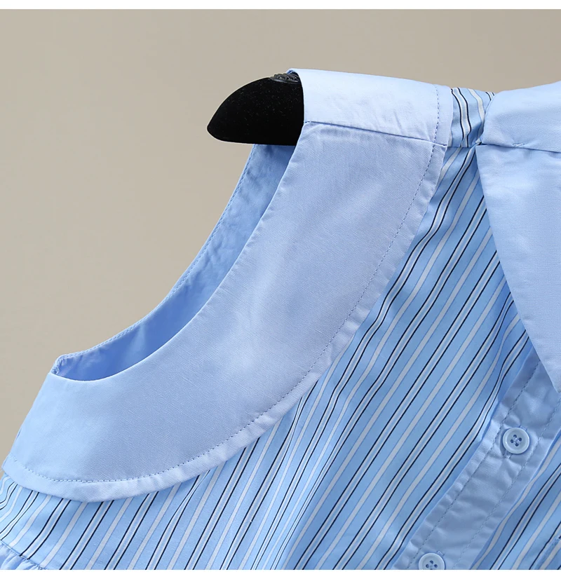 

2021 Summer Loose-Fitting Blouse Women's Fashion Temperament Personality Striped Stitching Sleeveless Casual All-Matching Shirt