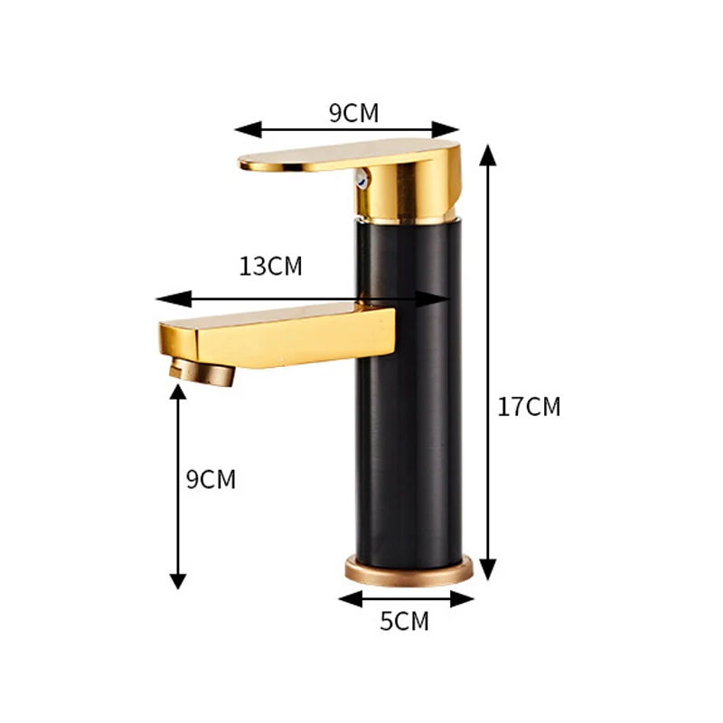 

Black Golden Faucet Basin Mixer Cold and Hot Water Tap for Kitchen Bathroom Single Handle Deck Mounted Sink Tap