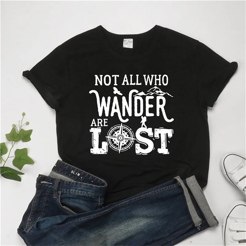 Женская футболка с принтом не все кто бродит милые футболки изображением компаса