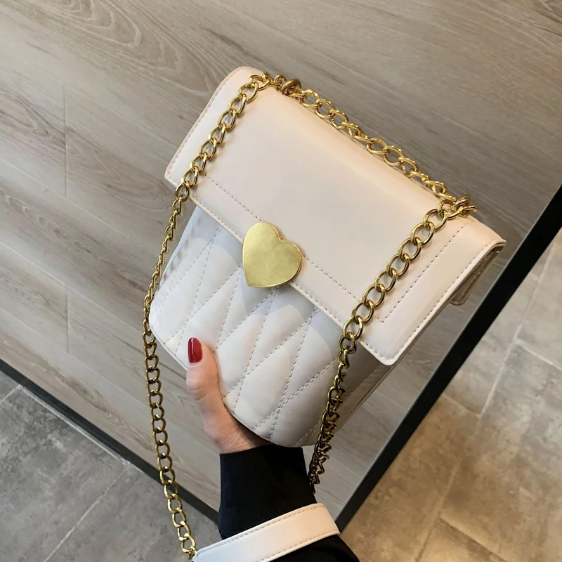 

New Retro Heart Buckle Fashion Women Bucket Shoulder Bag Handbag Crossbody Chain Bag Female Purses and Handbags Bolsa Tote Bag