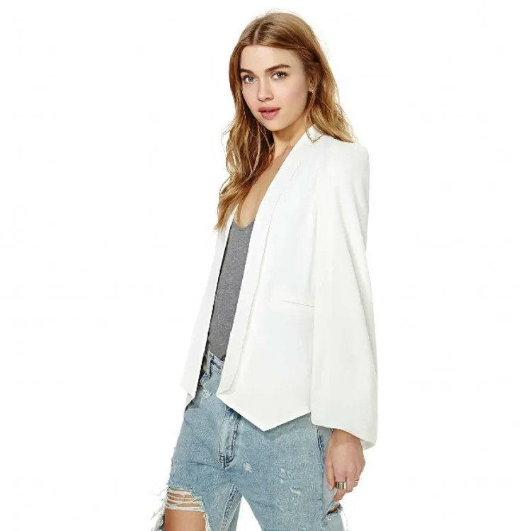 

Cultivate morality pure color waistcoat women's jacket polyester double breasted regular blazers coat full sleeve notched collar