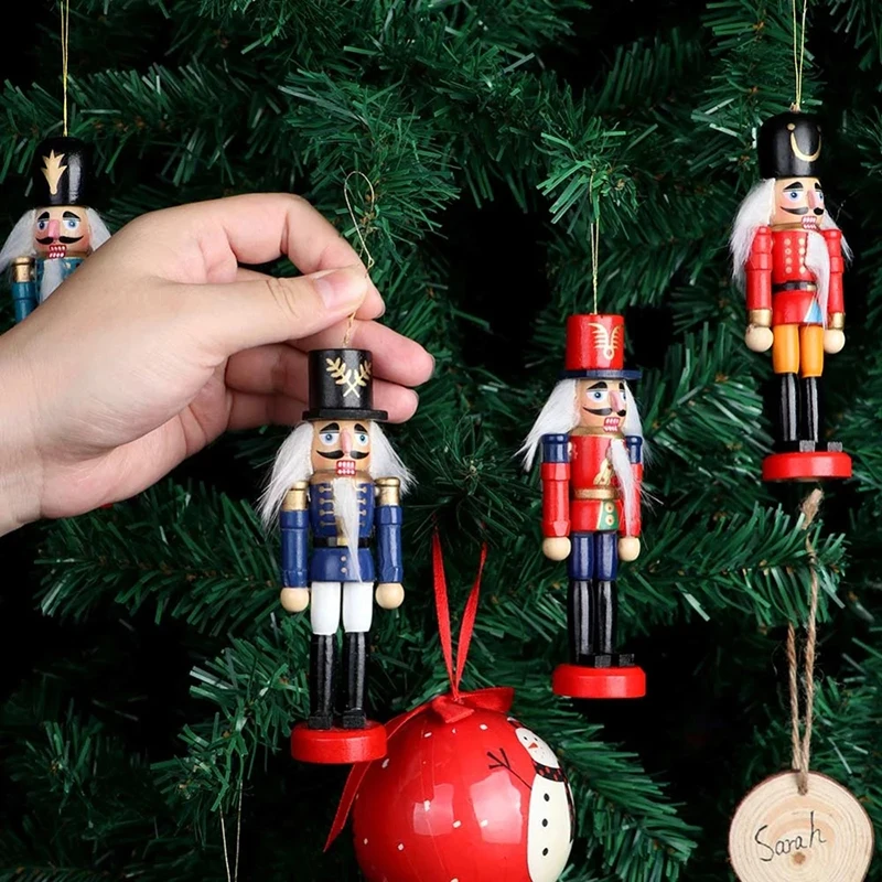 6Pcs/set Christmas Doll Soldier Wood Decoration Made Nutcracker Puppet Desktop Pendants Ornaments For Xmas Tree Party New Year | Дом и сад