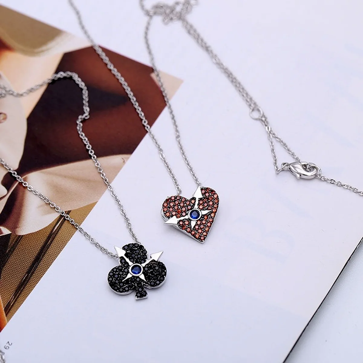 

Fashion Jewelry, High Quality Playing Card, Red Heart Clavicle Chain, Charming Women's Pendant Necklace