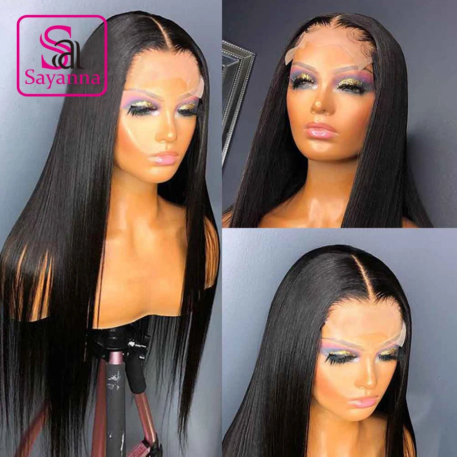 

180% Straight Long Lace Front Closure Human Hair Wigs Pre Plucked Lace Wig 4x4 Lace Closure Wig Lace Frontal Brazilian Hair