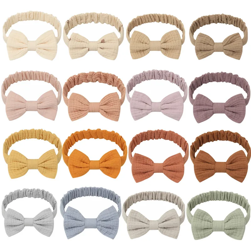 

Cute Fashion Baby Girls Bowknot Headband Solid Color Elastic Bow Hair Band Kids Children Cotton Headwear Turban Hair Accessories