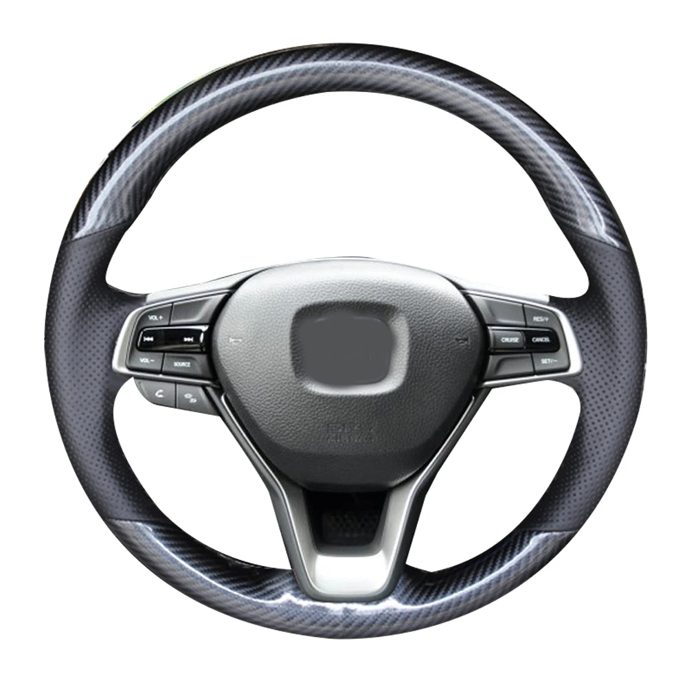 Чехол 5D из углеродного волокна и кожи с отверстиями для рулевого колеса подходит