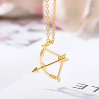 stainless steel necklace for women bow and arrow girl charm chain choker pendant neck jewelry gift bijoux femme collier bff