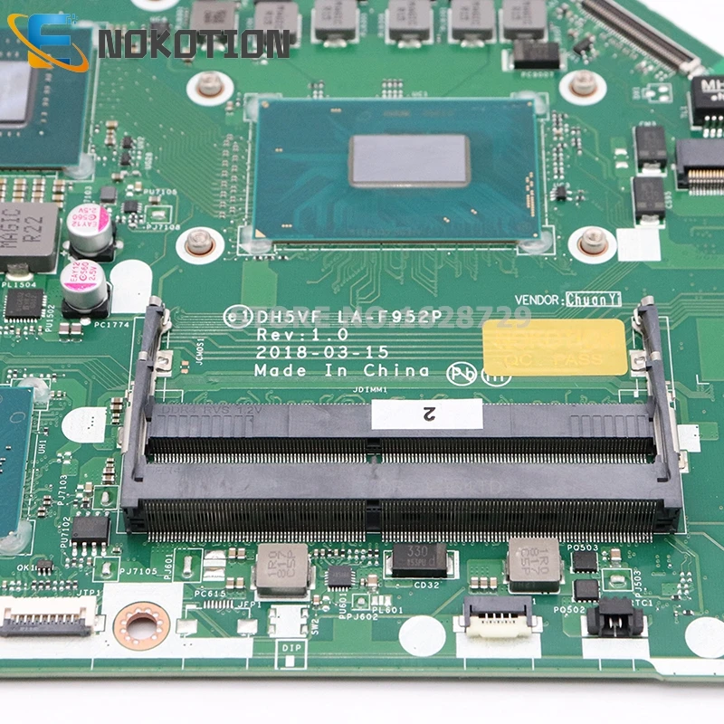 NOKOTION материнская плата для ноутбука acer AN515-52 AN515 DH5VF LA-F952P основная плата GTX 1050 GPU SR3YY I7-8750H Процессор полный тест