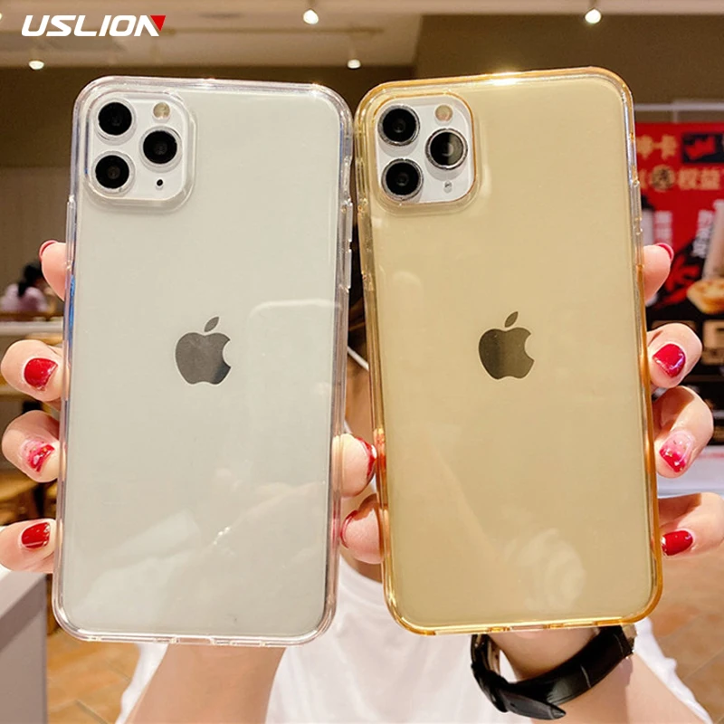 Прозрачный чехол USLION карамельного цвета для телефона iPhone 11 Pro Max X XR XS 6S 7 8 7Plus