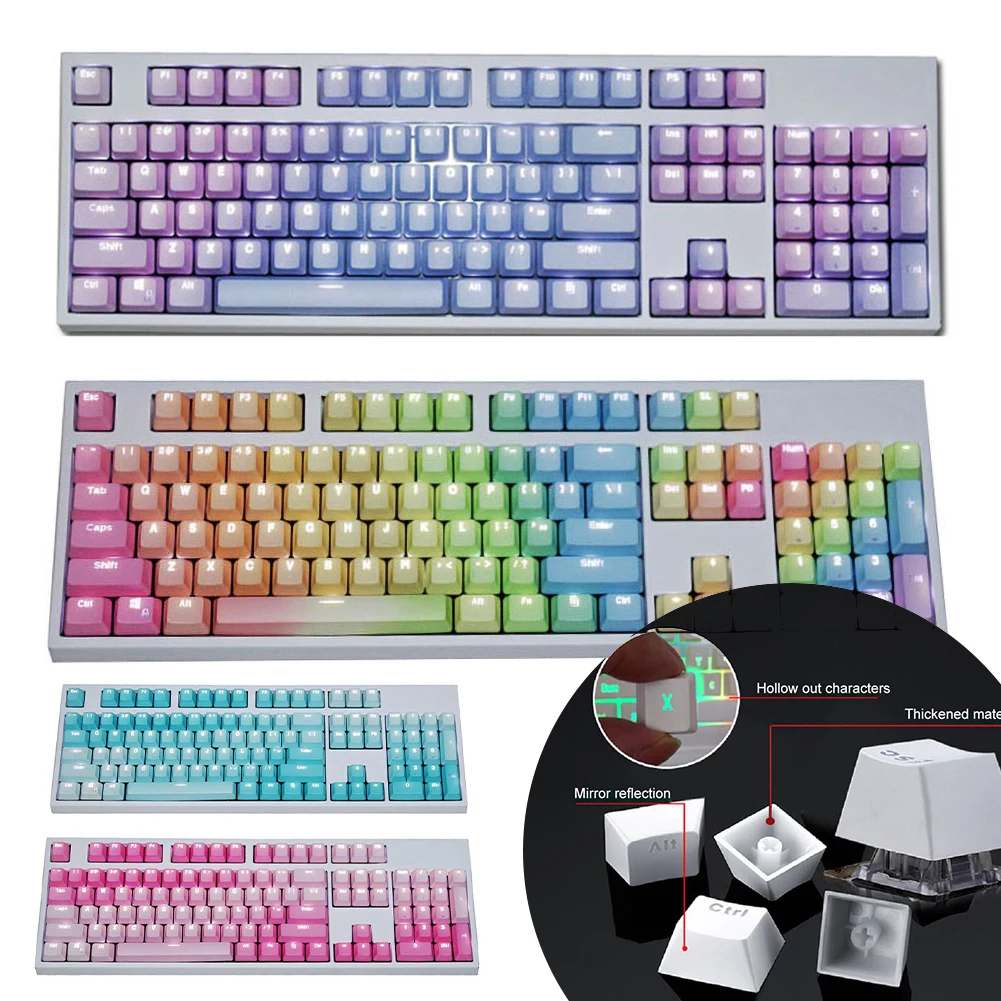 

Newest 104Pcs PBT Backlight Color Matching Keycaps Replacement for Mechanical Keyboard Variety Of Color Choices Key Cap Switches