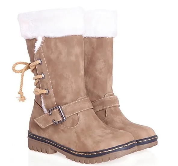 Shoes ladies cashmere ankle boots autumn and winter warm shoes solid color Roman flat snow casual raw size 34-46 | Обувь