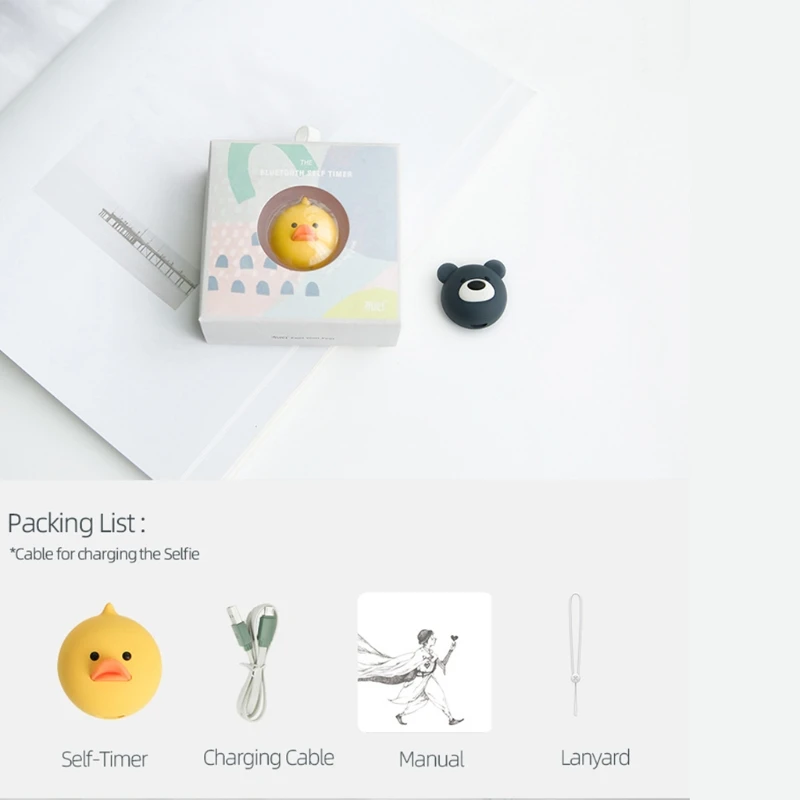 

Mini Cute Selfie Artifact 10m Bluetooth-compatible Remote Control Selfie Stick-Bear/Duck, One Click Snapshot Wireless Photograph