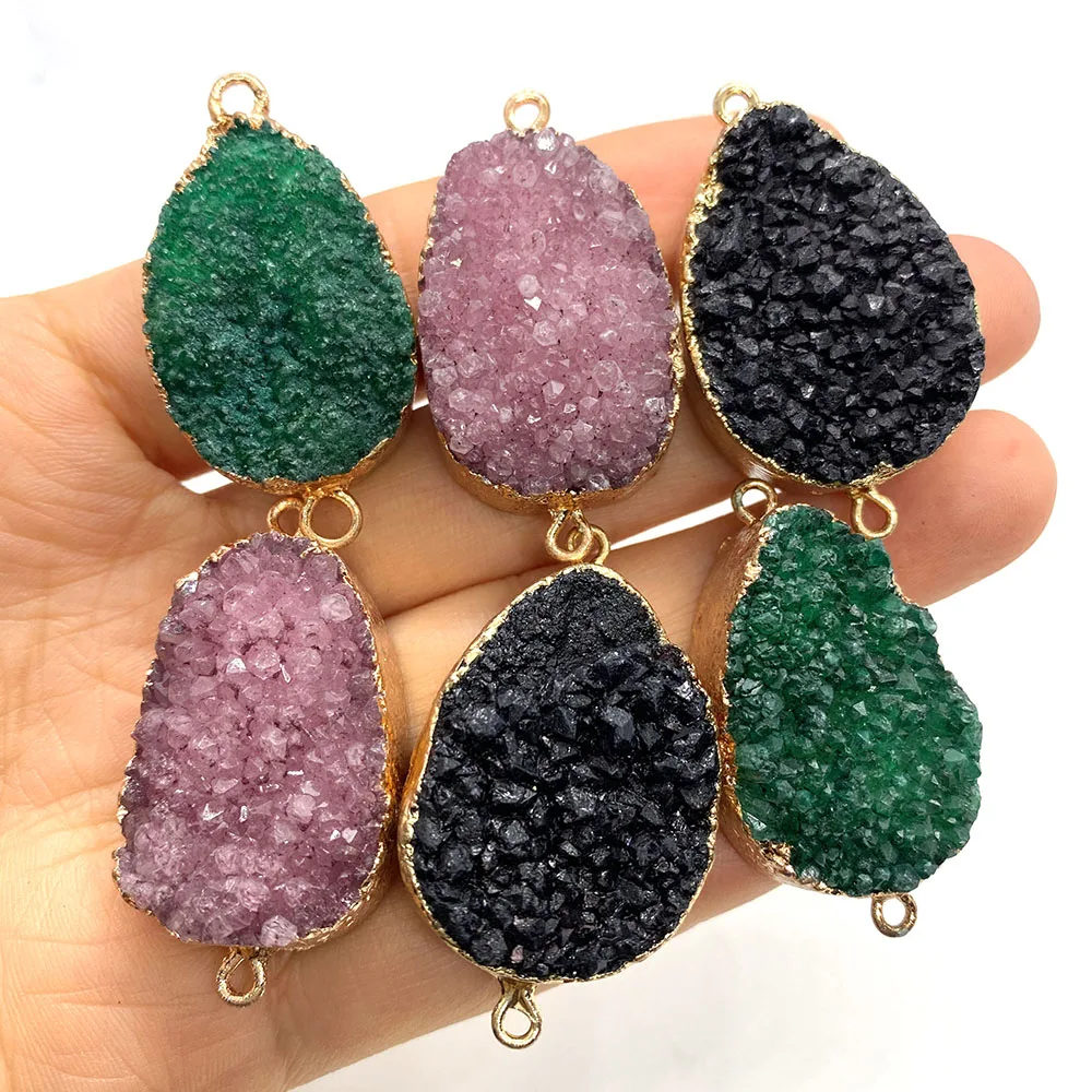 

Natural White Agate Connector Gold-plated Green Agate Fashion Pendant Connector for Necklaces Exquisite Handmade Accessories