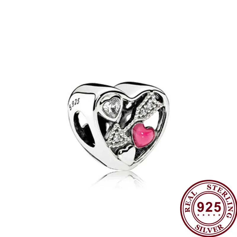 

Original 925 Sterling Silver Bead Cupid Arrow Heart Shaped Beads Fit Pandora Women Bracelet & Necklace Diy Jewelry