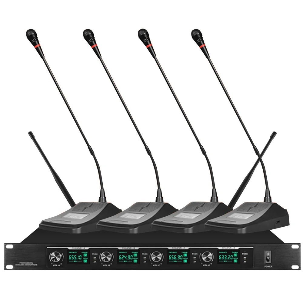 Беспроводной микрофон для четырех Конференц систем гусиная шея/петличный тип