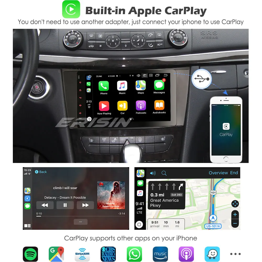 Erisin 4281 8 &quotAndroid 10 0 Автомагнитола GPS DAB + CarPlay Wifi 4G OBD для Mercedes Benz E/CLS/G Class W211 W219