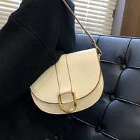 saddle shape shoulder bags for women 2021 new luxury designer handbag solid color messenger bag pu leather female crossbody bag