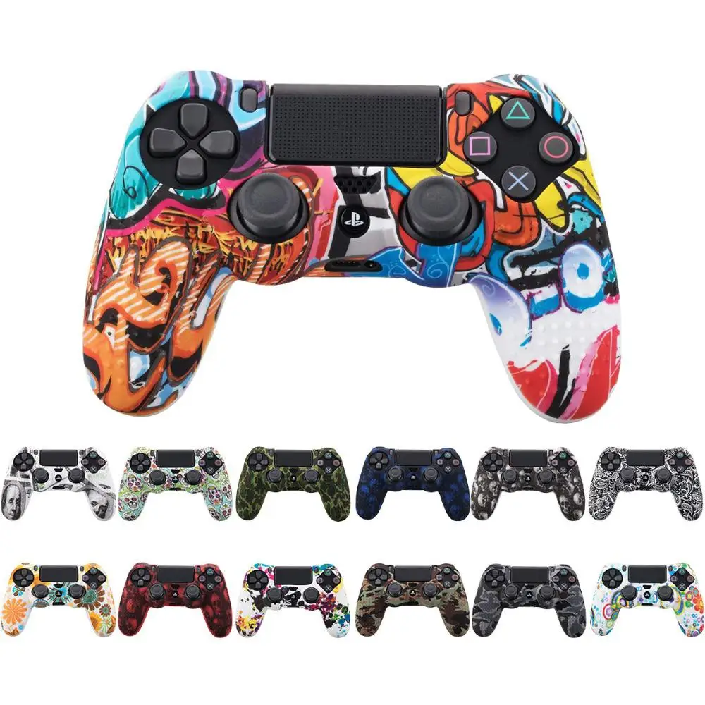 

For Sony PS4 Slim/Pro Controller Cover Case Camouflage Case Graffiti Studded Dots Silicone Rubber Gel Skin For Dualshock4