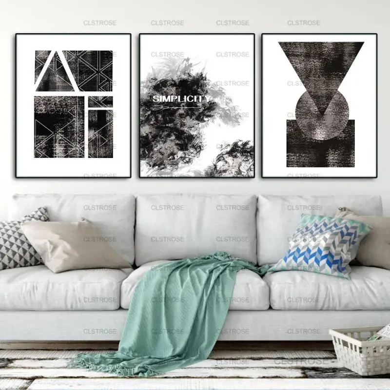 

Abstract Painting Black Geometric Poster Wall Art Decoration Artist Home Decoration Canvas Painting Bedroom Living Room