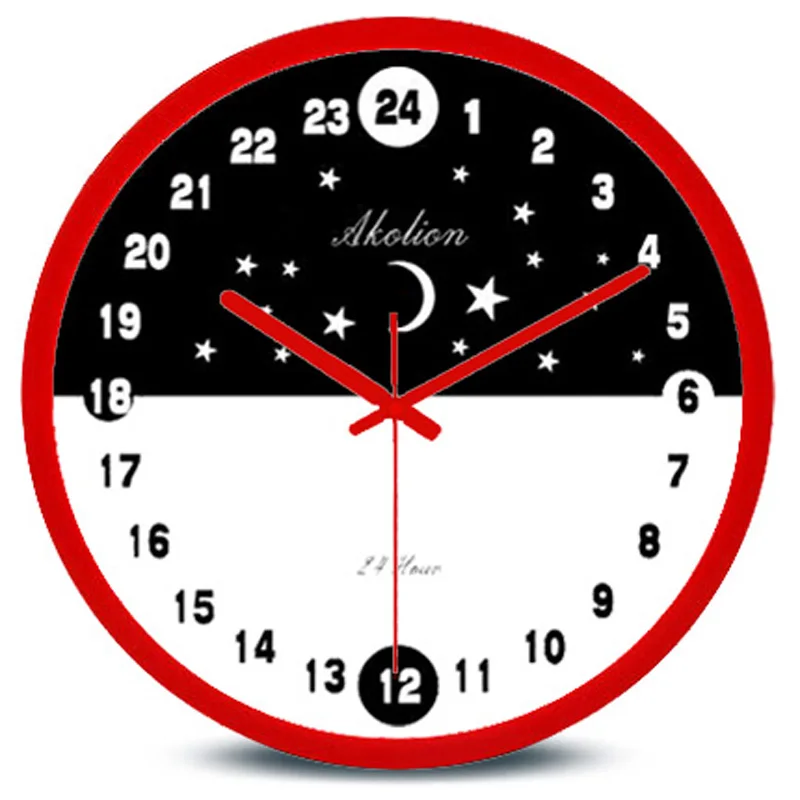 Новейшие 24 часовой циферблат дизайн 12 дюймов пластиковая рамка современные