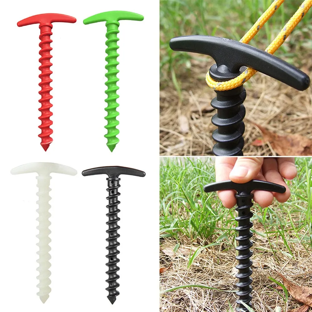 

5Pcs Luminous White Mud Snow Tent Nails Camping Tent Stakes Pegs Pins Outdoor Plastic Nylon Screw Spiral Nails Awning Pin Trip