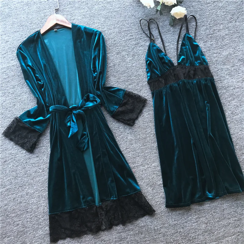 Новая модная зимняя теплая пижама из плотного бархата Женский комплект двух