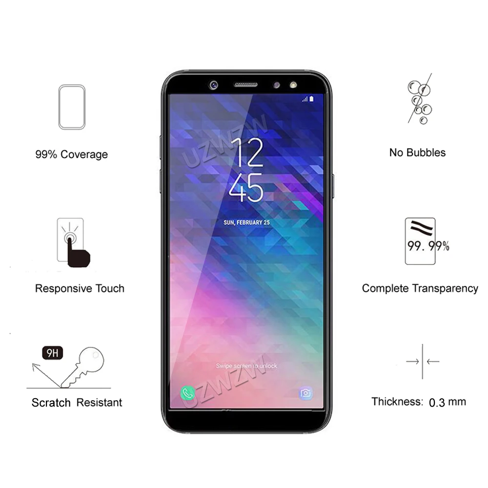 Для Samsung Galaxy A6 Plus / 2018 полное покрытие закаленное стекло Защита для экрана