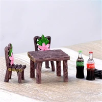3pcsset mini home furniture table and chair fairy garden miniatures terrarium figurines doll house decor doll house accessories