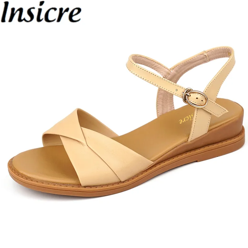 

Сандалии-гладиаторы Insicre из натуральной коровьей кожи, модные босоножки с ремешком на щиколотке, с открытым носком, на плоской подошве, повс...