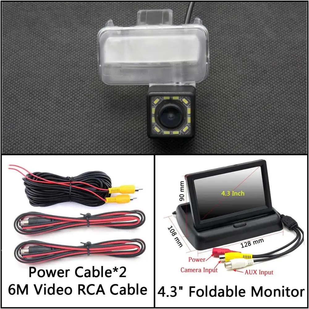 Cam N 4.3 inch Fold 12 Светодиодный свет камера заднего вида для Toyota Fortuner Auris Ascent Sport YARiS Highlander CAMRY Kluger парковочная камера заднего вида - Название цвета: Cam N 4.3 inch Fold