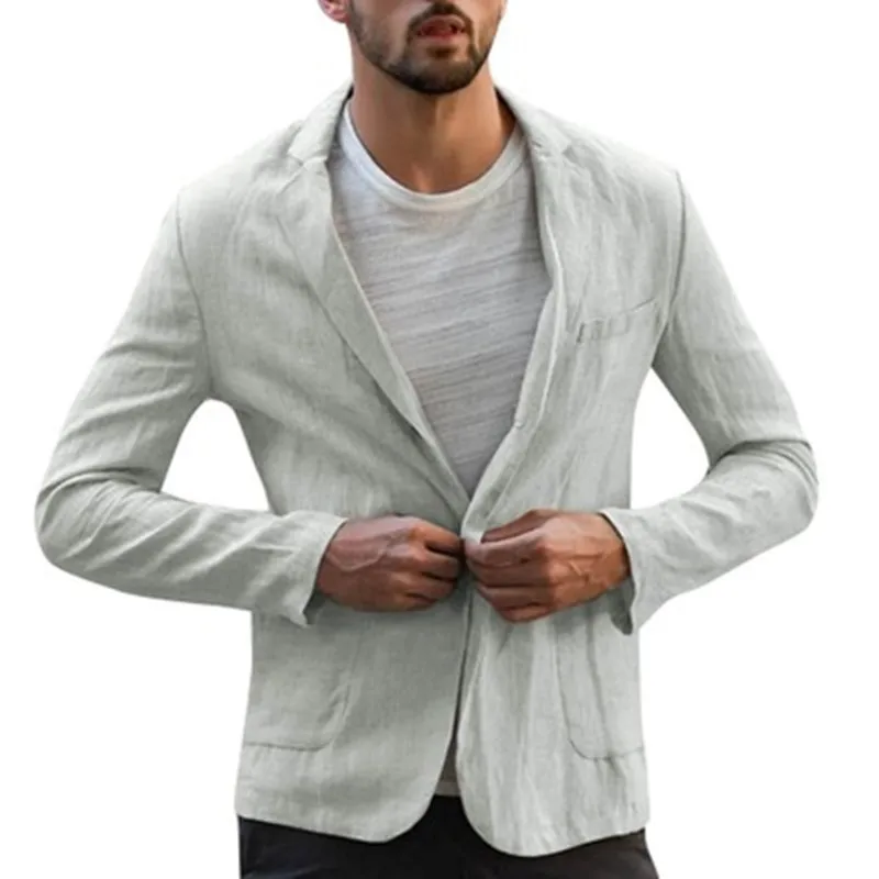 

Casual Men's Jacket Suit Autumn Cotton And Linen Loose Solid Color Thin Section Regular Casual Suit Jacket MJ0244