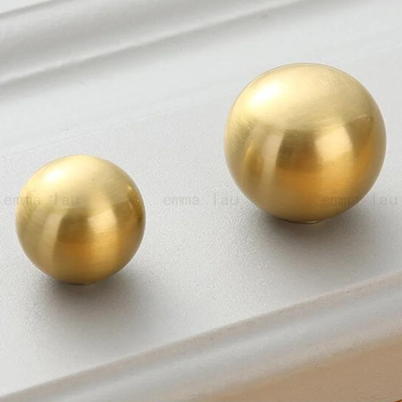 

Solid Brass Ball Knob and Handle Furniture Hardware Cabinet Door Knobs Cupboard Drawer Round Small Handles Pulls